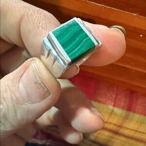 Sterling Silver and malachite Men's Ring